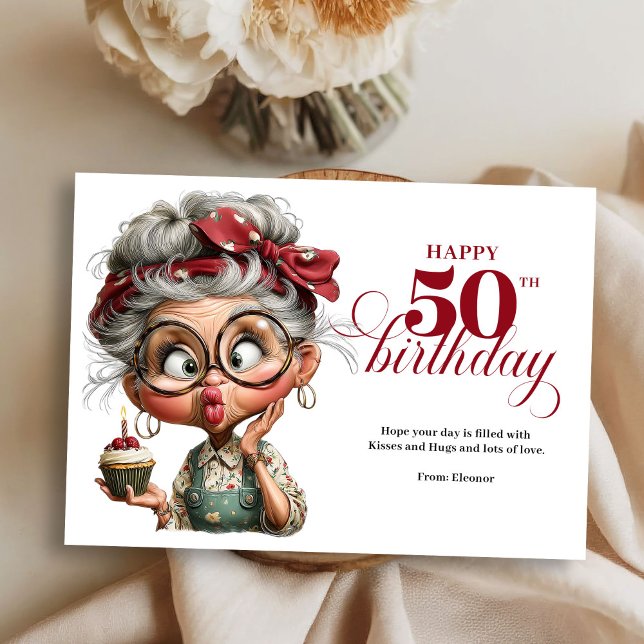 Convite Sassy fifty funny lady whimsical birthday card (Sassy fifty funny lady whimsical birthday card)