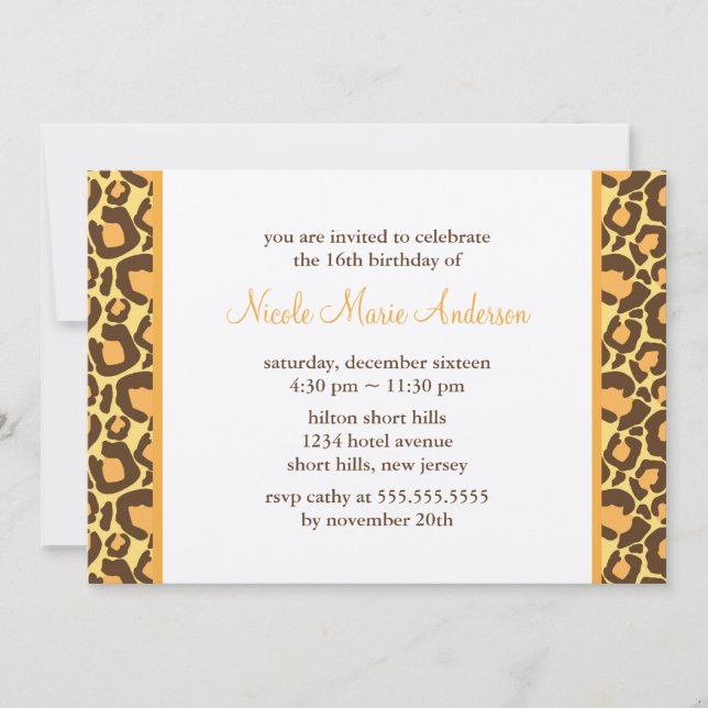 Convite Sassy Leopard Print Birthday (Frente)