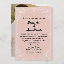 Convite Satin Blush Photo Wedding Invitation