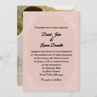 Convite Satin Blush Photo Wedding Invitation