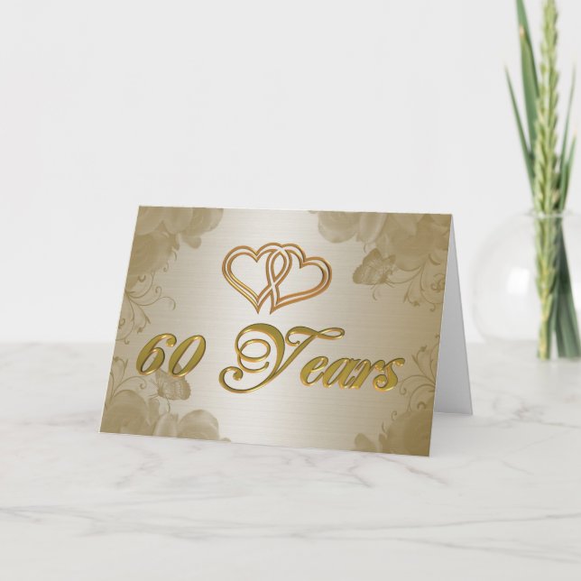 Convite satin dourado de aniversário de 60 anos (Frente)