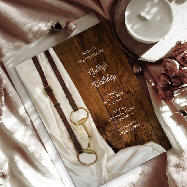 Convite Satin e Horse Bit Country Festa de aniversário Oci (Criador carregado)