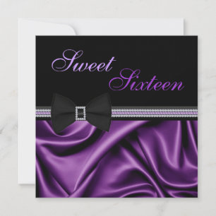 Convite Satin Roxo e Gems Sweet 16 convidam