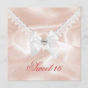 Convite Sátira Elegante De Coral Parece Doce 16 Festa de 