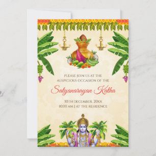 Convite Satyanarayan puja indiana de convite