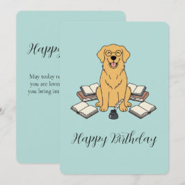 Convite Saudação de Aniversário do Opal, o Golden Retrieve