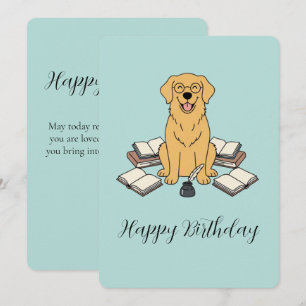 Convite Saudação de Aniversário do Opal, o Golden Retrieve