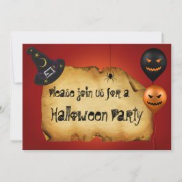 Convite Saudação de Bergaminho Antigo de Halloween