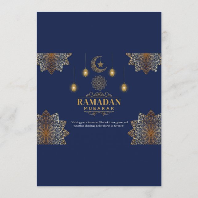 Convite Saudação de Ramadan com Brilho de Lanterna Elegant (Frente)