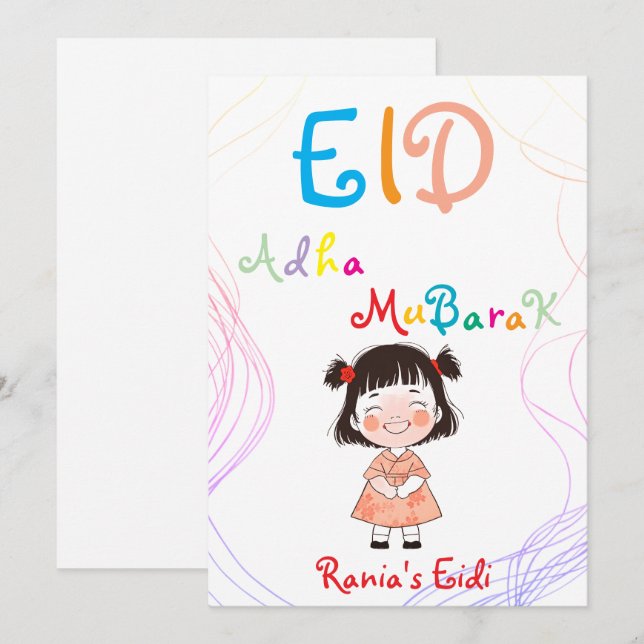 Convite Saudação personalizada de Eid Mubarak/Eid para cri (Frente/Verso)