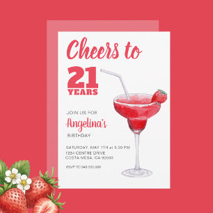 Convite Saudações 21º Aniversário Rosa 