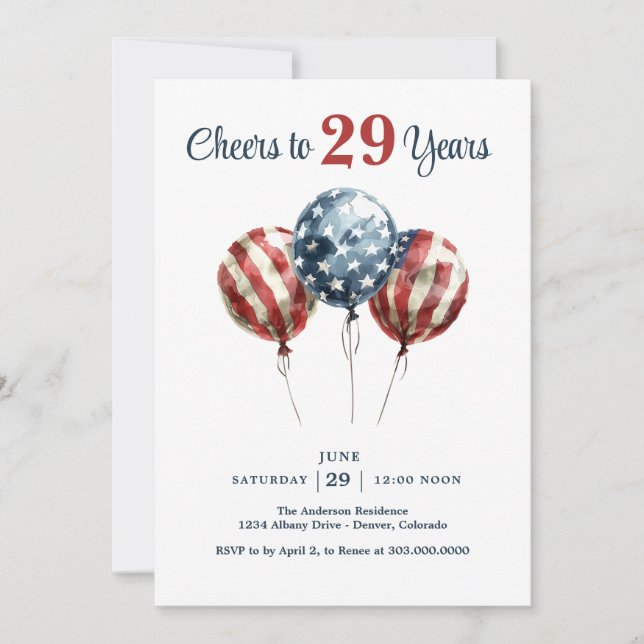 Convite Saudações ao 29º Aniversário  (Frente)