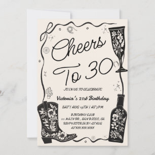Convite Saudações aos 30 anos de aniversário western