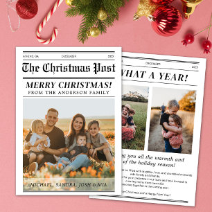 Convite Saudações de capa de jornal de Natal personalizada