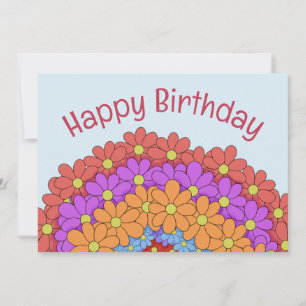 Convite Saudações florais coloridas para Feliz Aniversário