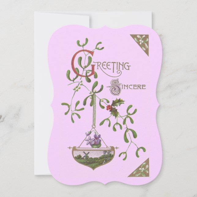 Convite "Saudações Sinceras" Vintage em branco (Frente)