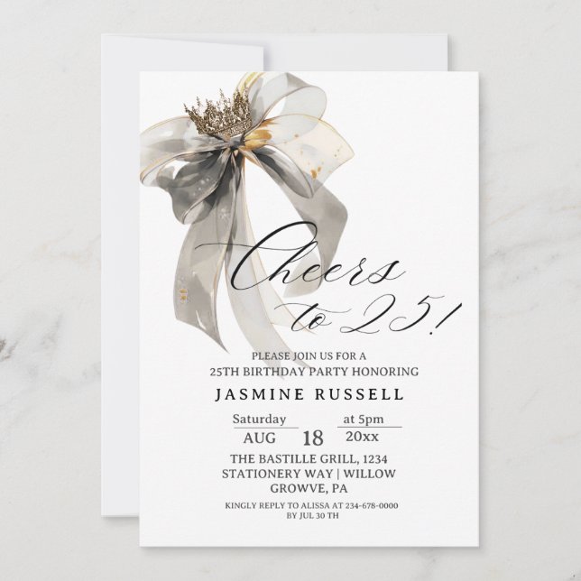 Convite Saúde 25 Aniversário Negro e Branco (Frente)