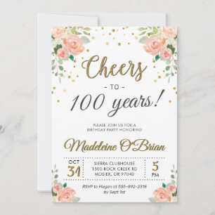 Convite Saúde a 100 anos Festa de aniversário de Mulhere