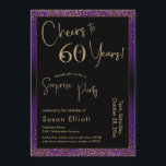 Convite Saúde a 60 anos Surpresa Festa de aniversário, Rox<br><div class="desc">Usando duas fontes distintas, criei gráficos para seu anúncio e embelezei-os com um efeito de ouro falso-metálico para uma vibração festiva. Embora cada parte possa ser movida para se adequar às suas necessidades, o cabeçalho diz "Saúde a 60 Anos!" e "Partido Surpresa". ("Surpresa" pode ser removida se a sua parte...</div>