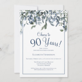 Convite Saúde a 90 anos Blue Floral