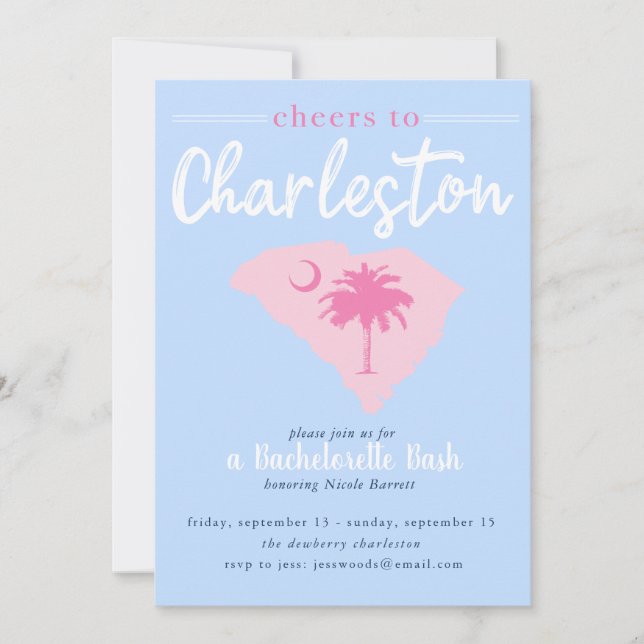 Convite Saúde a Charleston South Carolina Bachelorette (Frente)