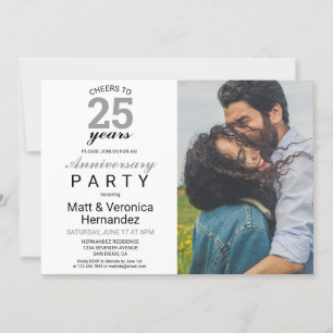 Convite Saúde aos 25 Anos Aniversário de 25 anos Prata Cin