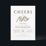 Convite Saúde aos 50 anos elegantes de aniversário moderno<br><div class="desc">A classe moderna aplaude os 50 anos de convite de aniversário apresenta um roteiro de na moda e tipografia com detalhes de seu partido em ouro sofisticado,  preto e branco,  simples e elegante,  Excelente para a 50ª festa de aniversário ou qualquer outra idade.</div>