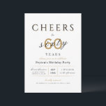 Convite Saúde aos 60 anos elegantes de aniversário moderno<br><div class="desc">A classe moderna aplaude os 60 anos de convite de aniversário apresenta um roteiro de na moda e tipografia com detalhes de seu partido em ouro sofisticado,  preto e branco,  simples e elegante,  Excelente para a 60ª festa de aniversário ou qualquer outra idade.</div>