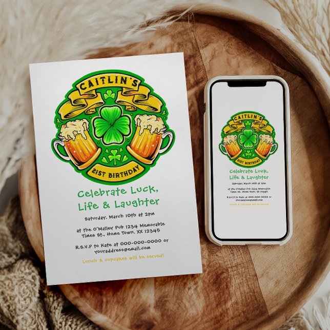 Convite Saúde Dia de São Patrício Shamrock aniversário de  (Criador carregado)