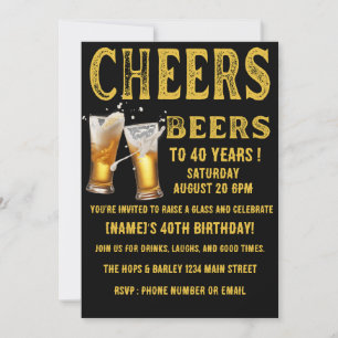 Convite Saúde e Cerveja aos 40 anos de aniversário engraça