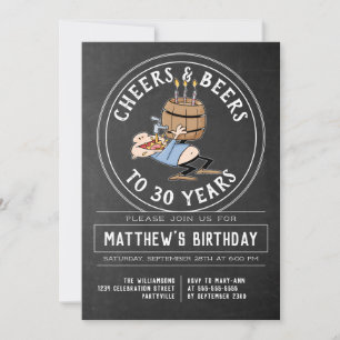 Convite Saúde E Cervejas 30 Festas de aniversário Pretas