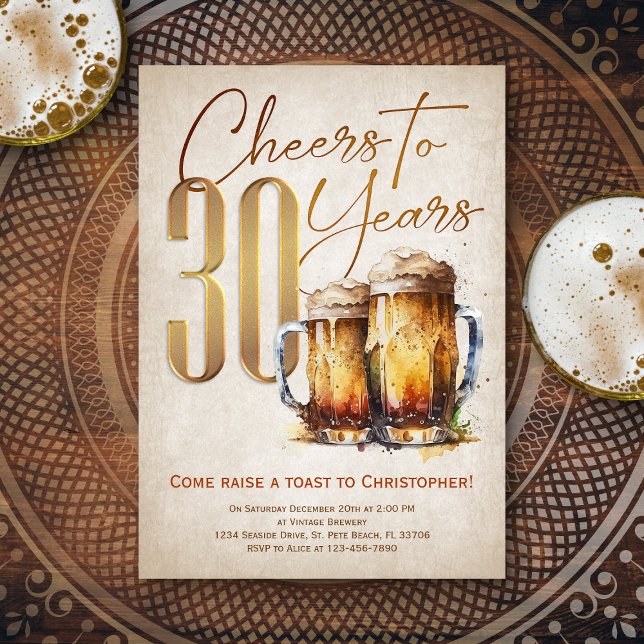 Convite Saúde e Cervejas Engraçadas aniversário de 30 anos (Criador carregado)
