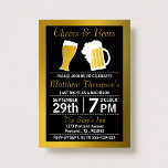Convite Saúde e Cervejas Festa de Despedida de Solteiro Pr<br><div class="desc">Saúde e Cervejas - Convites de Festas de Solteiro Preto e Dourado.</div>