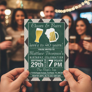 Convite Saúde e Cervejas Trendy Festa de aniversário Verde