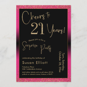 Convite Saúde para 21 anos Surpresa Festa de aniversário,