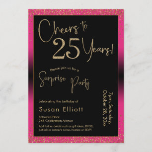 Convite Saúde para 25 anos Surpresa Festa de aniversário,