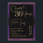 Convite Saúde para 30 anos Surpresa Festa de aniversário,<br><div class="desc">Usando duas fontes distintas, criei gráficos para seu anúncio e embelezei-os com um efeito de ouro falso-metálico para uma vibração festiva. Embora cada parte possa ser movida para se adequar às suas necessidades, o cabeçalho diz "Saúde a 30 Anos!" e "Partido Surpresa". ("Surpresa" pode ser removida se a sua parte...</div>