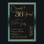 Convite Saúde para 30 anos Surpresa Festa de aniversário,<br><div class="desc">Usando duas fontes distintas, criei gráficos para seu anúncio e embelezei-os com um efeito de ouro falso-metálico para uma vibração festiva. Embora cada parte possa ser movida para se adequar às suas necessidades, o cabeçalho diz "Saúde a 30 Anos!" e "Partido Surpresa". ("Surpresa" pode ser removida se a sua parte...</div>