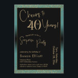 Convite Saúde para 40 anos Surpresa Festa de aniversário,<br><div class="desc">Usando duas fontes distintas, criei gráficos para seu anúncio e embelezei-os com um efeito de ouro falso-metálico para uma vibração festiva. Embora cada parte possa ser movida para se adequar às suas necessidades, o cabeçalho diz "Saúde a 40 Anos!" e "Partido Surpresa". ("Surpresa" pode ser removida se a sua parte...</div>