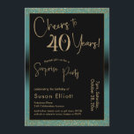 Convite Saúde para 40 anos Surpresa Festa de aniversário,<br><div class="desc">Usando duas fontes distintas, criei gráficos para seu anúncio e embelezei-os com um efeito de ouro falso-metálico para uma vibração festiva. Embora cada parte possa ser movida para se adequar às suas necessidades, o cabeçalho diz "Saúde a 40 Anos!" e "Partido Surpresa". ("Surpresa" pode ser removida se a sua parte...</div>