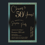 Convite Saúde para 50 anos Surpresa Festa de aniversário,<br><div class="desc">Usando duas fontes distintas, criei gráficos para seu anúncio e embelezei-os com um efeito de ouro falso-metálico para uma vibração festiva. Embora cada parte possa ser movida para se adequar às suas necessidades, o cabeçalho diz "Saúde a 50 Anos!" e "Partido Surpresa". ("Surpresa" pode ser removida se a sua parte...</div>