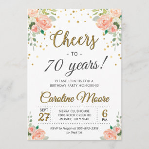 Convite Saúde para 70 anos Festa de aniversário 70