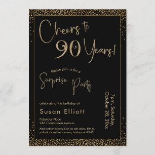 Convite Saúde para 90 anos Surpresa Aniversário Dourado