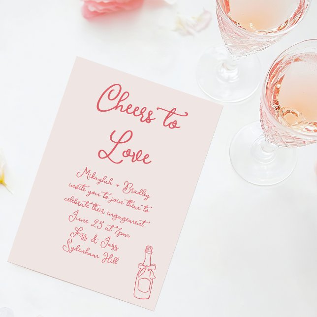 Convite Saúde para amar Noivado de champanhe desenhado à m (Criador carregado)