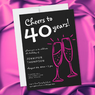 Convite Saúde por 40 Anos Aniversário Champanhe Rosa