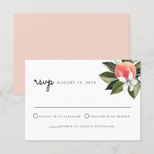 Convite Savana - Placa RSVP Floral Branco de Pêssego Águ