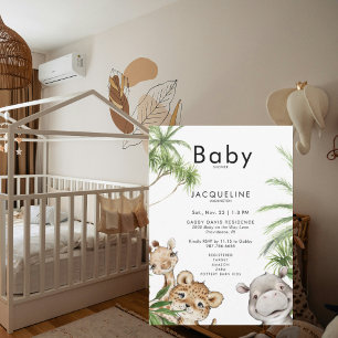 Convite Savannah Cute Baby Jungle Chá de fraldas