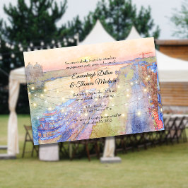 Convite Savannah GA River Street Sunset Festa de noivado