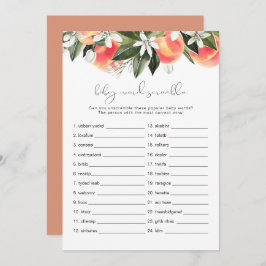 Convite SAVANNAH Peach Baby Word Scramble Chá de fraldas G