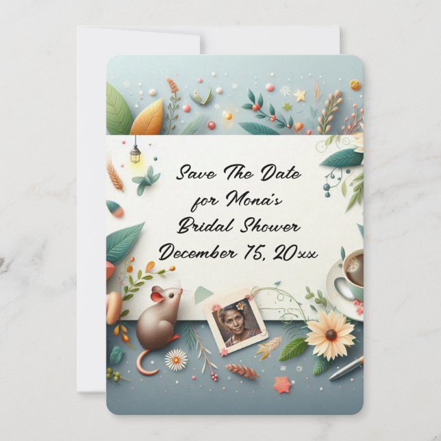Convite Save The Date Bridal Shower Invitation (Frente)